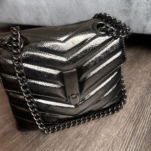ZARA Black Chevron Chain Shoulder Bag